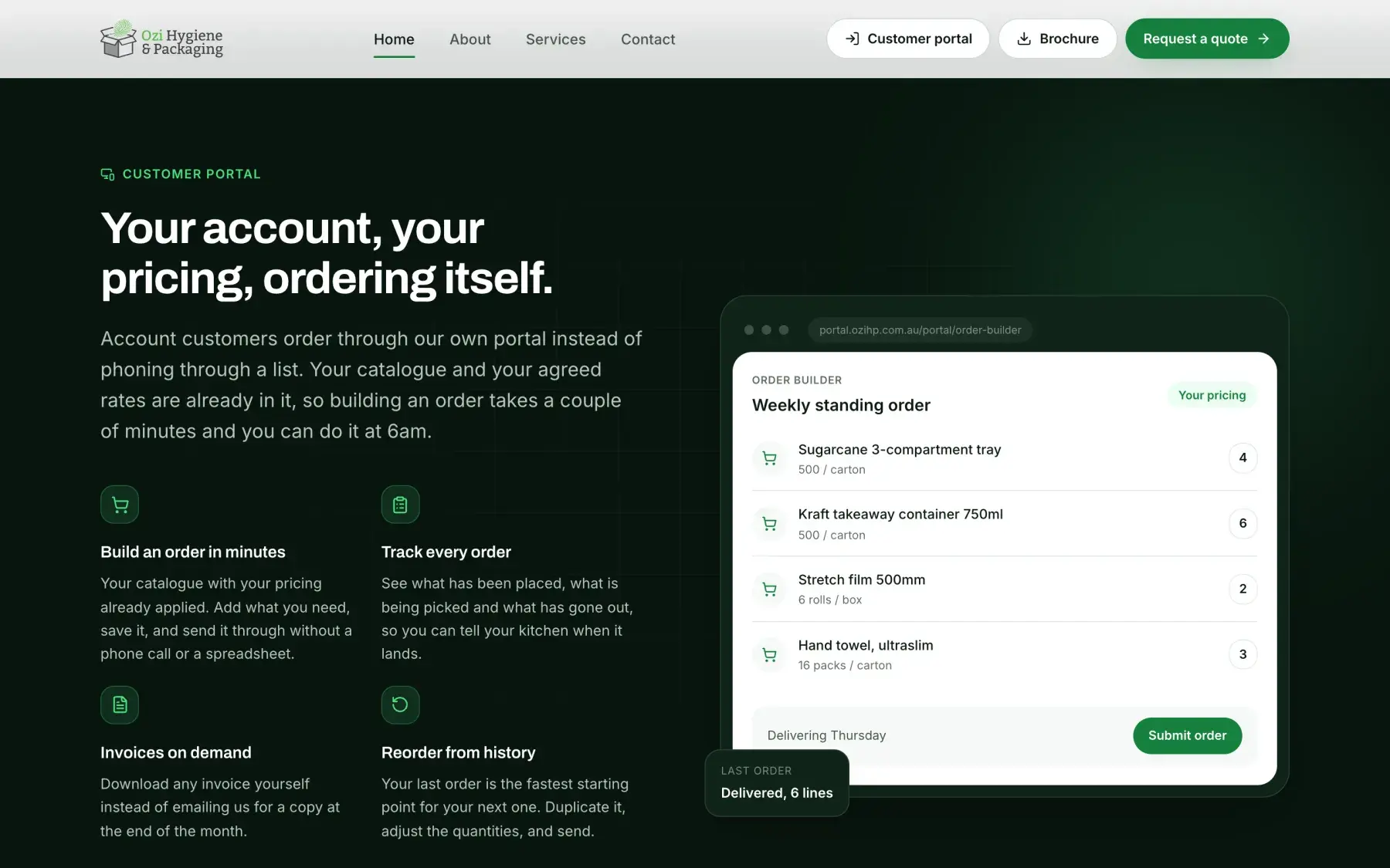 Website section explaining the customer portal